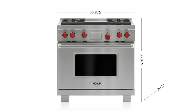 36" Dual Fuel Range - 4 Burners and Infrared Griddle