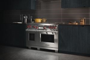 Wolf Dual Fuel Range and Pro Wall Hood featured at Food is Art International
