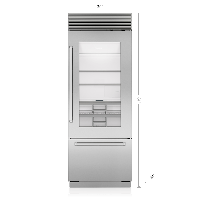Spit krijgen grafiek Sub-Zero 30" Classic Over-and-Under Refrigerator Glass Door