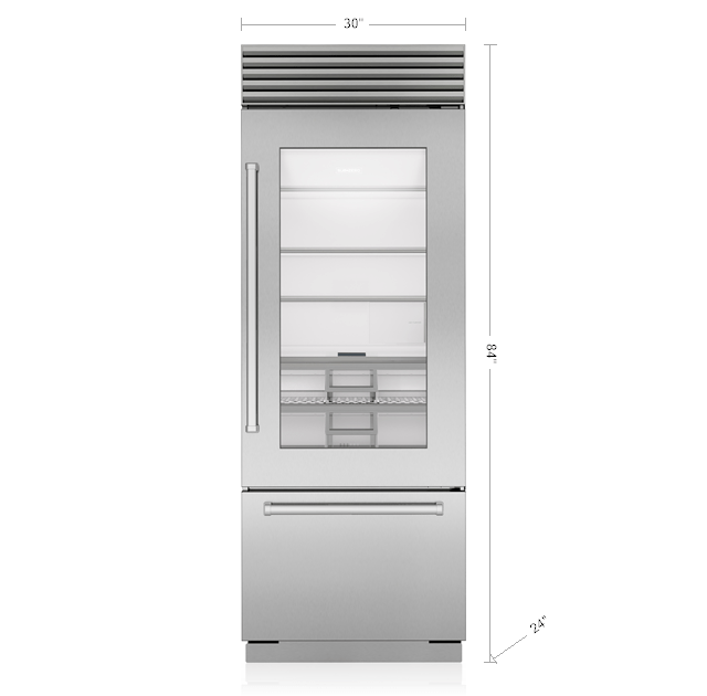 SubZero 30" Classic OverandUnder Refrigerator Glass Door