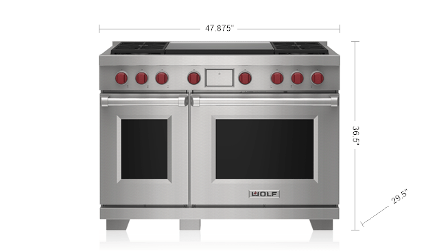 Wolf 48 Dual Fuel Range 4 Burner Infrared Dual Griddle (DF48450DG/S/P)