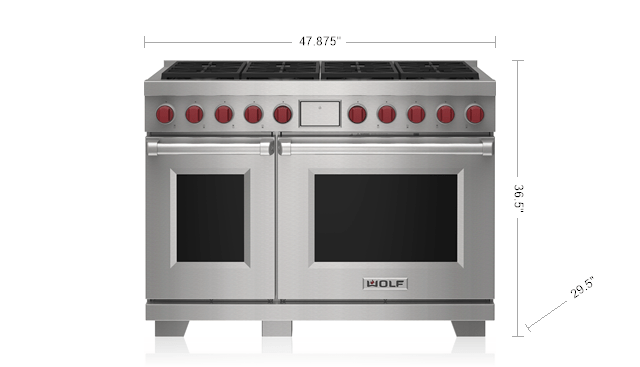 48 inch wolf dual on sale fuel range
