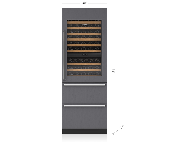 SubZero 30" Designer Wine Storage Refrigerator Freezer Drawers