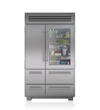 large glass front fridge