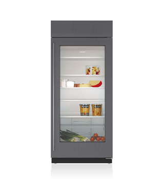 large glass front fridge