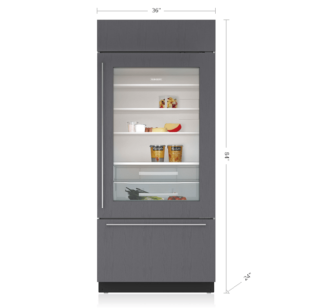 SubZero 36" Classic OverandUnder Refrigerator/Freezer with Glass