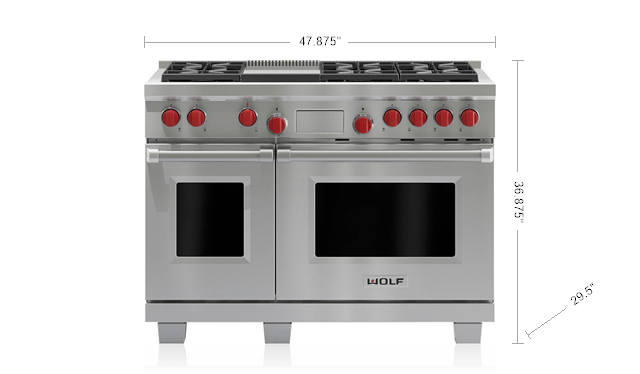 Wolf 48 Range Top - RT486G - 6 Burners + Griddle Stainless Steel