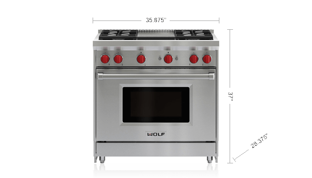 36 Gas Range 4 Burner Infrared Griddle Wolf Rangetop