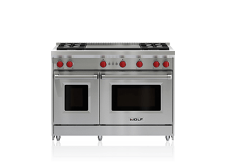 Wolf 48&quot; Gas Range - 4 Burners and Infrared Dual Griddle GR484DG