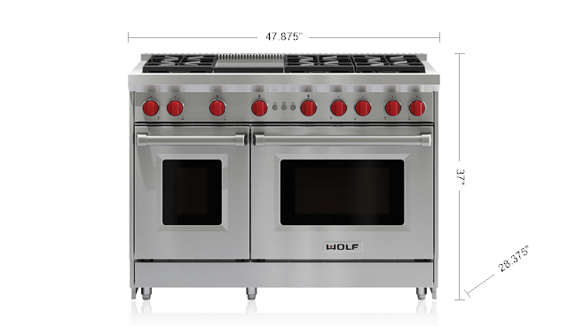 48 Commercial Gas Range with Convection Oven, 2 Open-top Burners and 36  Thermostatic Griddle