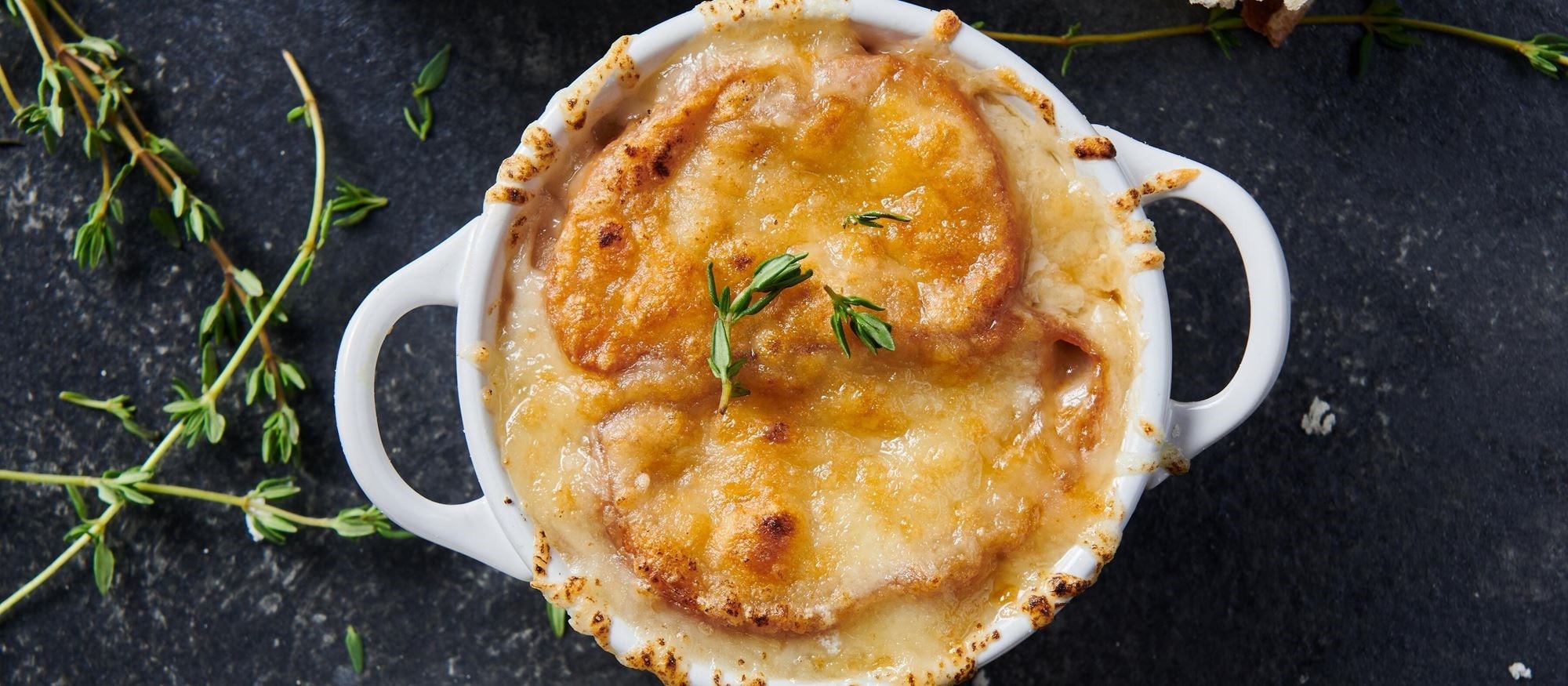 Easy and delicious French Onion Soup recipe using the French Top Mode setting of your Wolf Dual Fuel Range