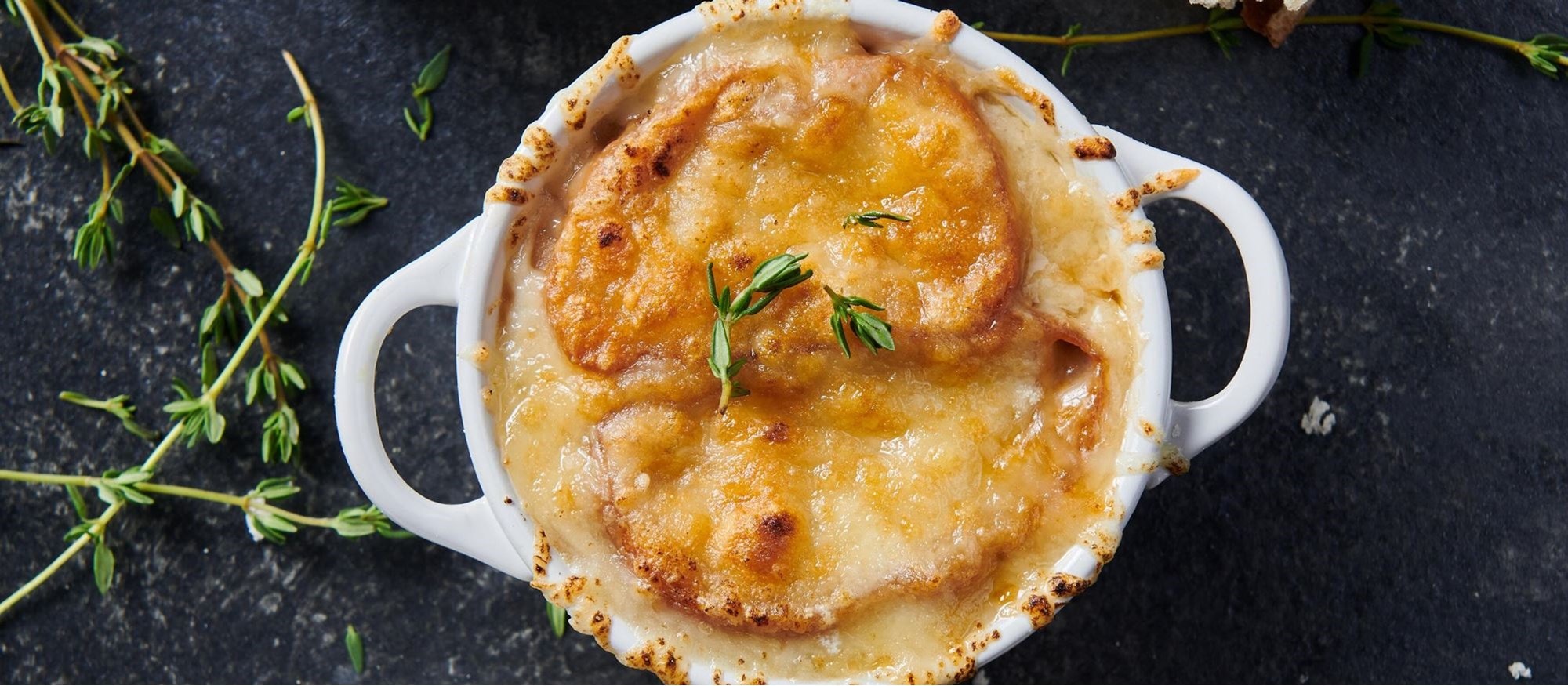 Easy and delicious French Onion Soup recipe using the French Top Mode setting of your Wolf Dual Fuel Range