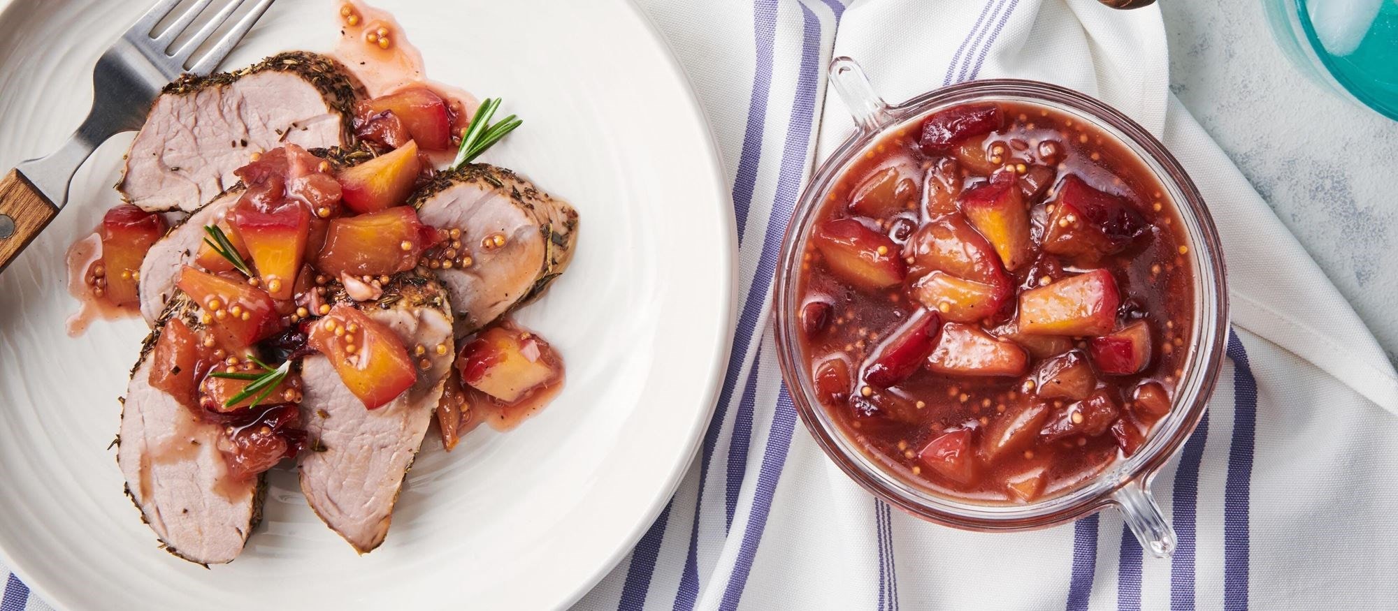 Easy and delicious Pork Tenderloin with Plum Chutney  recipe using the Convection Roast Mode setting of your Wolf Oven