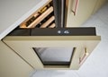Aerial view of Sub-Zero 15" Designer Undercounter Wine Storage - Panel Ready (DEU1550W) door with touchscreen panel for settings and temperature control