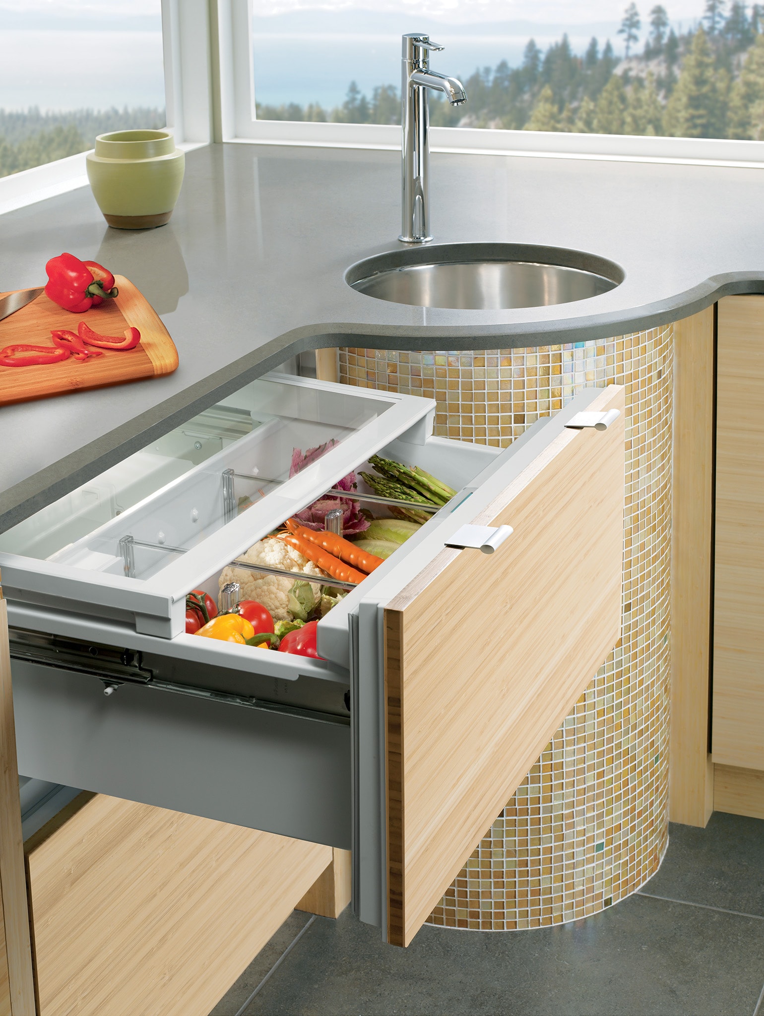 Fridge in store a drawer