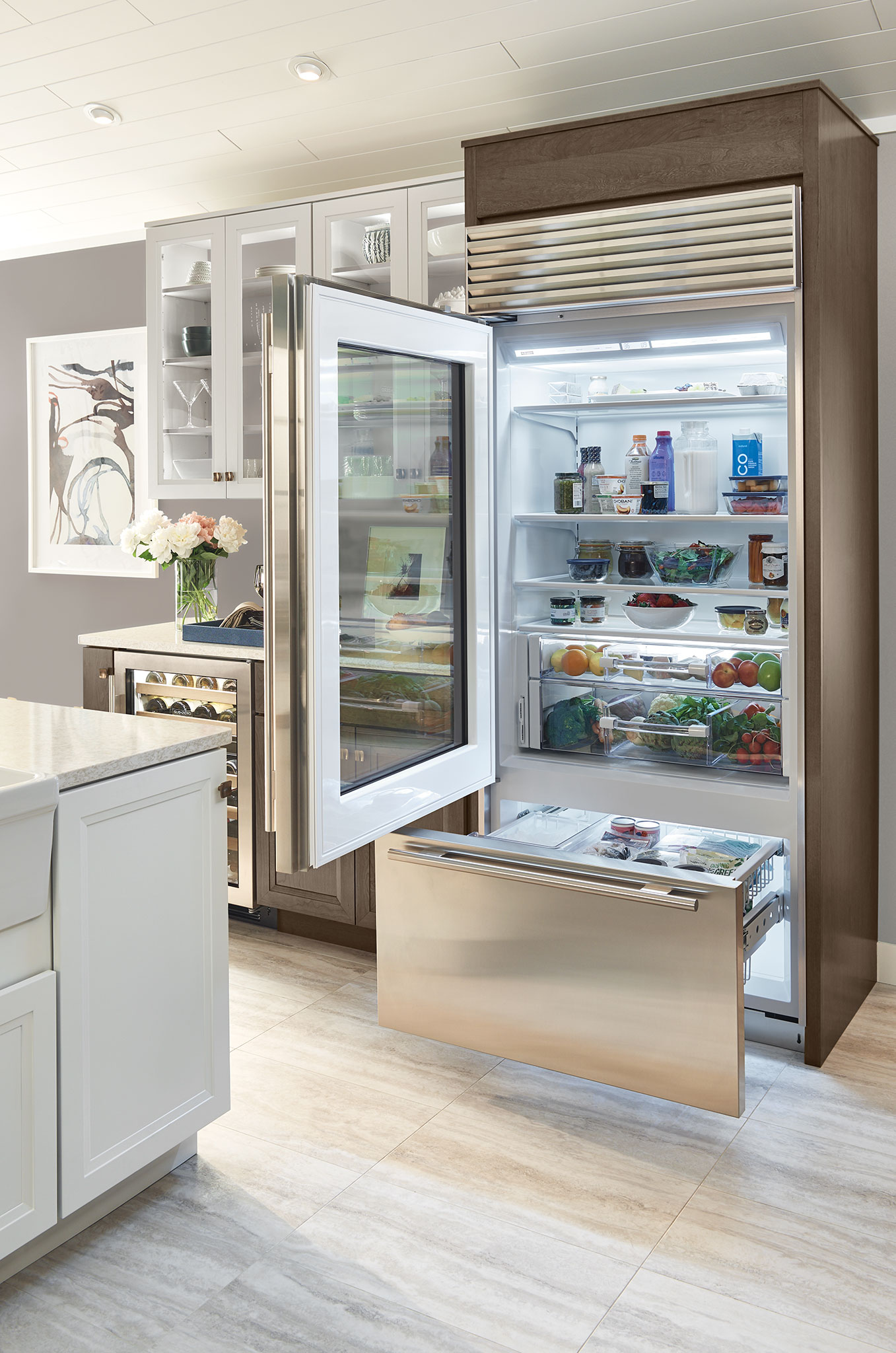 Legacy Model 36 Classic Over and Under Refrigerator Freezer with Glass Door