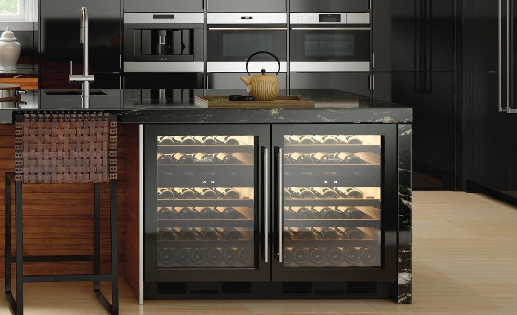 Sub-Zero 24&quot; Undercounter Wine - Panel Ready (UW-24/O) shown with Wolf 24&quot; E Series Transitional Convection Steam Oven (CSO24TE/S/TH)