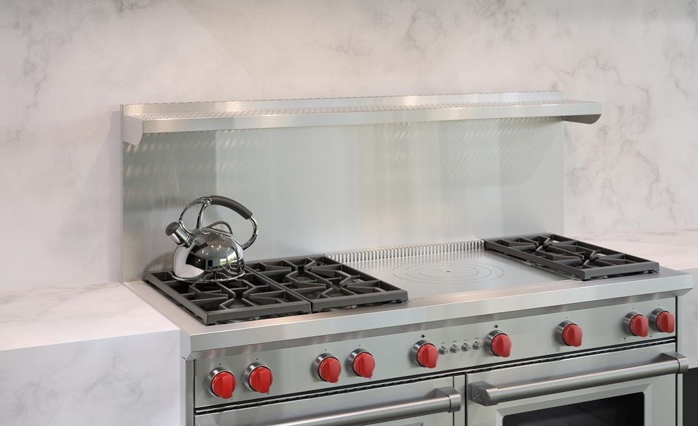 The Wolf 60&quot; Gas Range 6 Burner French Top (GR606F) Rangetop with Wolf 60&quot; Pro Wall Hood - 24&quot; Depth (PW602418)