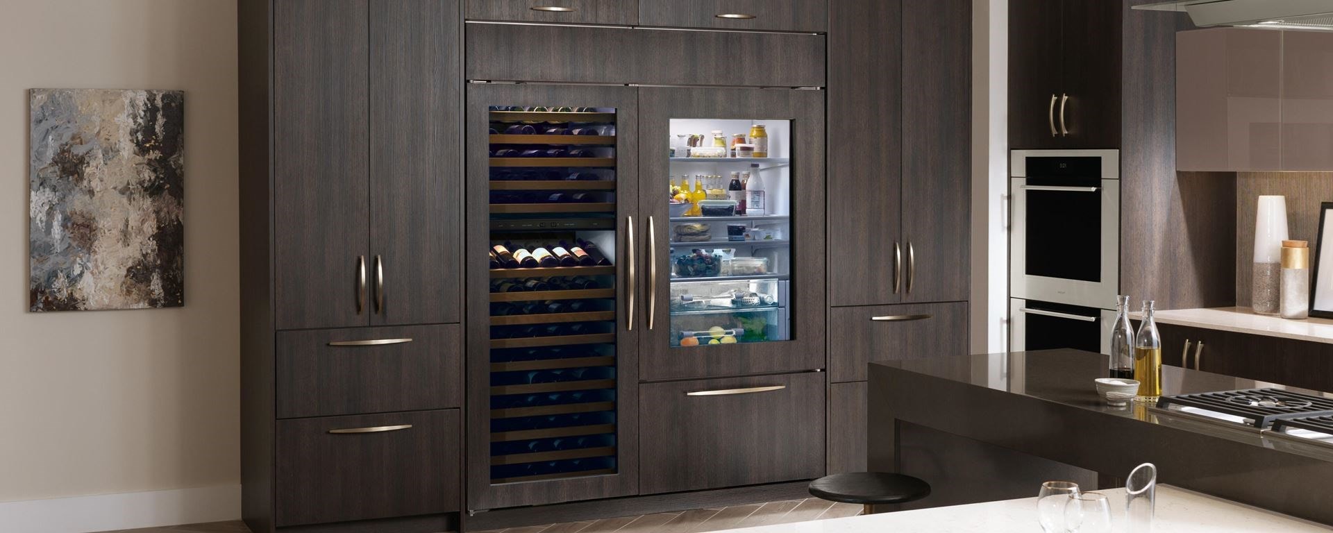 Sub-Zero Classic Series Refrigeration and Wine Storage, paired with Wolf Cooktop, Oven and Ventilation