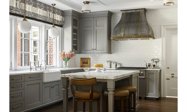 Antique, pewter-and-brass ventilation hood in A Room With a View by Heidi Piron.