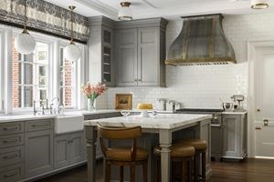 Antique, pewter-and-brass ventilation hood in A Room With a View by Heidi Piron.