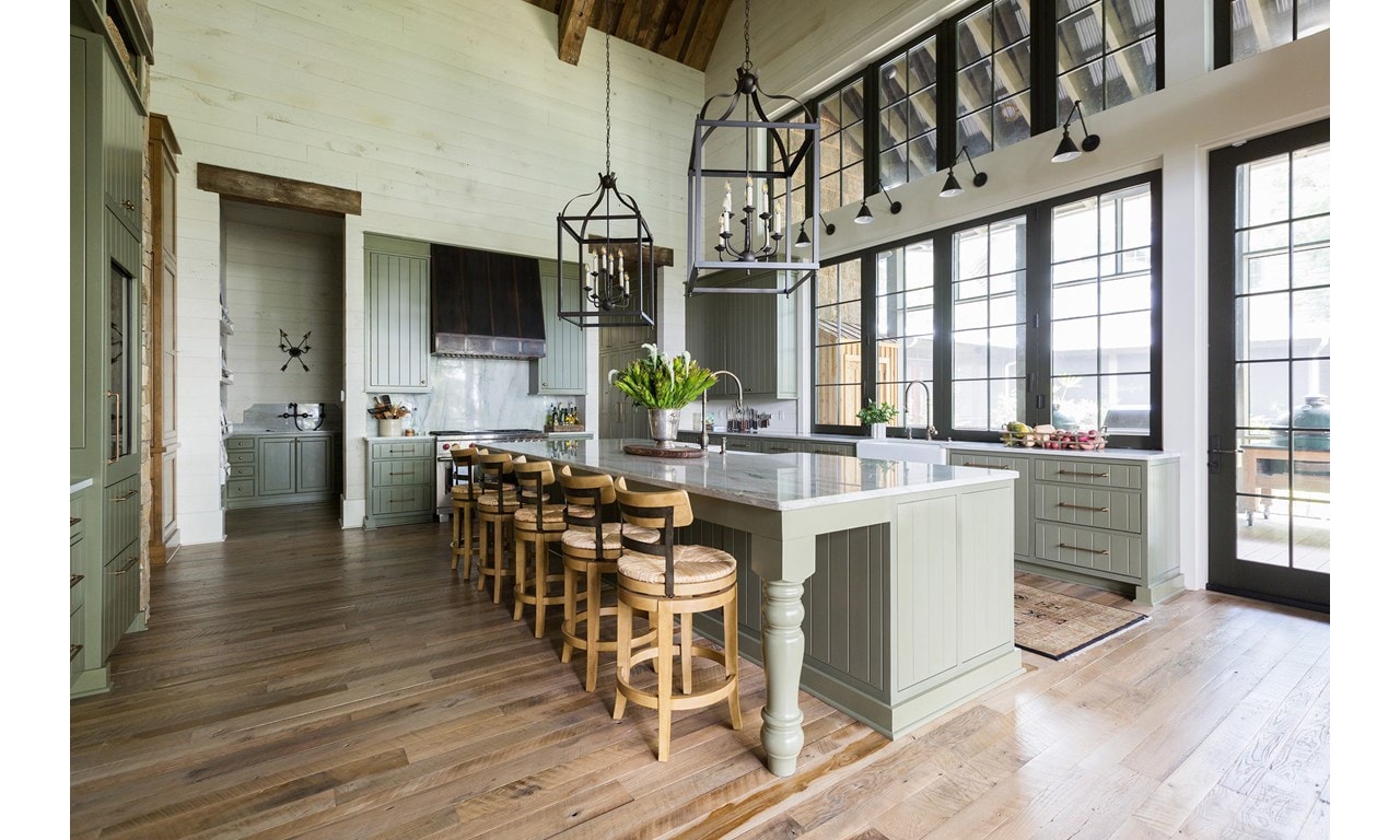 Bayfront Rustic Hideaway kitchen by Erika Powell is a warm, welcoming backdrop for future guests.