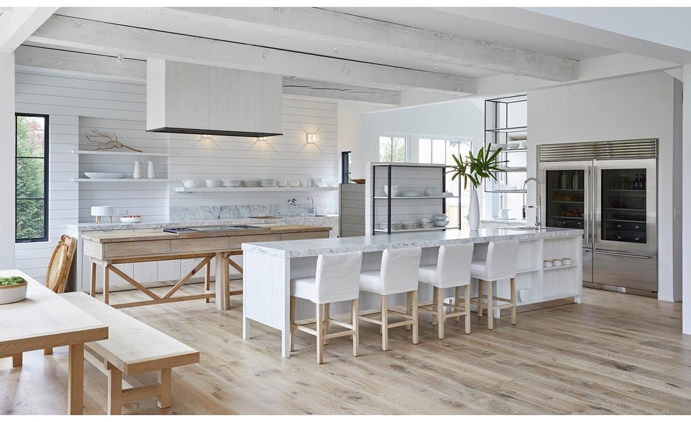 Sub-Zero 36" Classic Over-and-Under with Glass Door refrigerator in Fresh Start by Mick De Giulio.