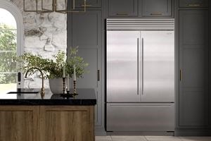 Stainless steel full size Sub-Zero fridge and freezer
