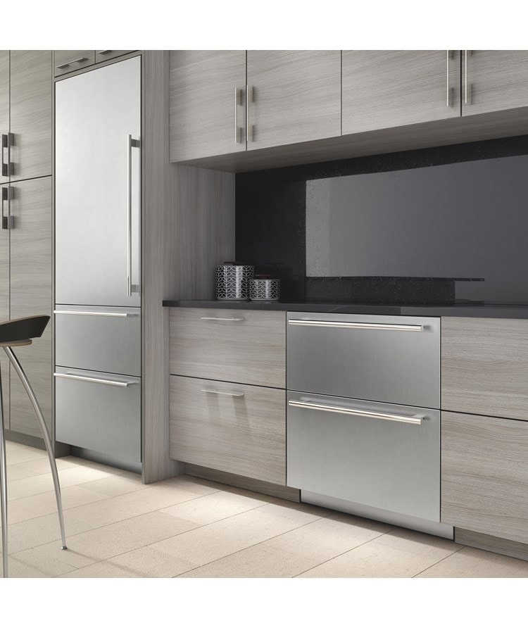 Sub-Zero 30" Refrigerator and Freezer Drawer Panel Ready (ID-30C) disappears thanks to custom panels and handles for seamless installation.