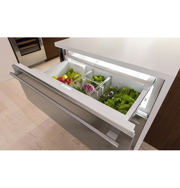 Sub-Zero 30" Refrigerator and Freezer Drawer Panel Ready (ID-30CI) features a rich feel and noiseless operation thanks to soft-close doors