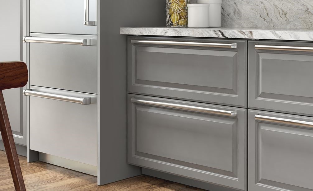The Sub-Zero 36&quot; Refrigerator Drawers Panel Ready (ID-36R) featuring high custom panels with high-quality stainless-steel handles.