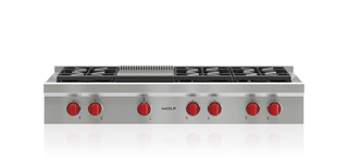 Wolf 48&quot; Sealed Burner Rangetop - 6 Burners and Infrared Griddle SRT486G