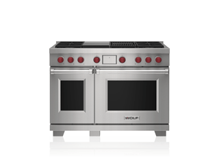 Wolf 48" Dual Fuel Range - 4 Burners, Infrared Charbroiler and Infrared Griddle DF48450CG/S/P