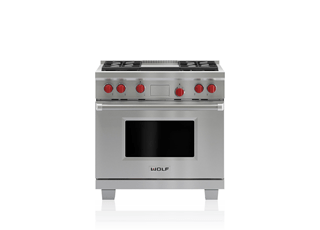 Wolf Legacy Model - 36" Dual Fuel Range - 4 Burners and Infrared Griddle DF364G