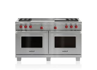 Wolf Legacy Model - 60" Dual Fuel Range - 4 Burners, Infrared Griddle and French Top DF604GF