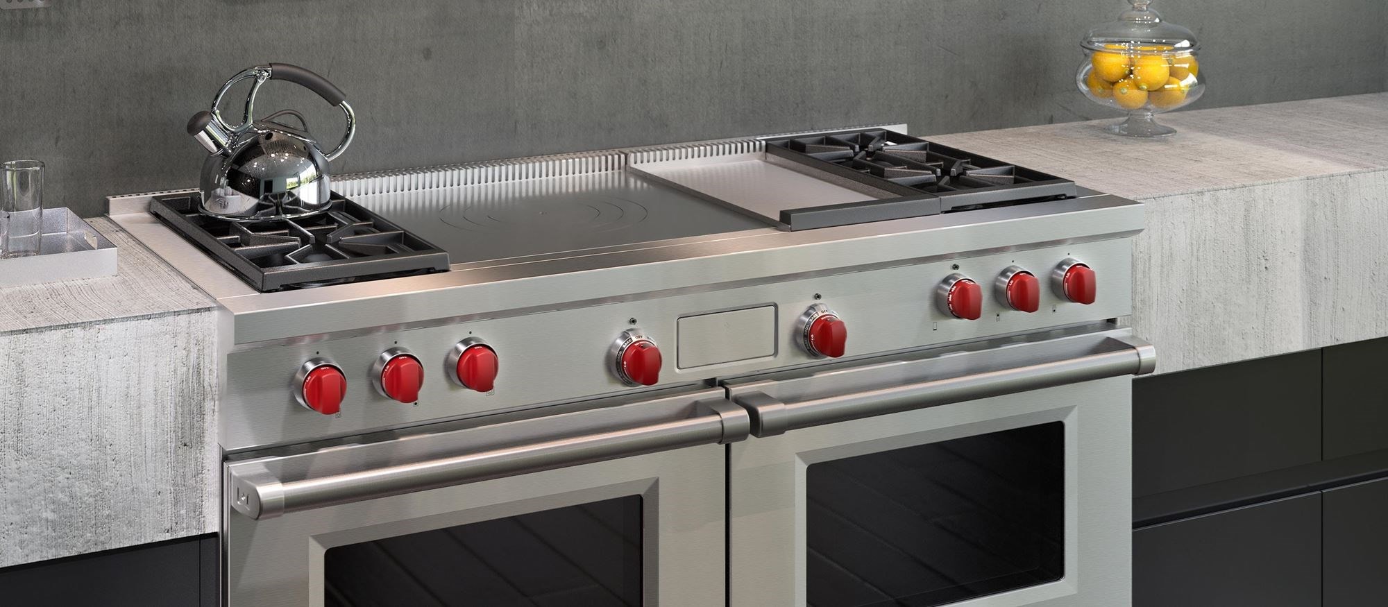  Wolf 60&quot; Dual Fuel Range 4 Burner Infrared Griddle French Top (DF604GF)