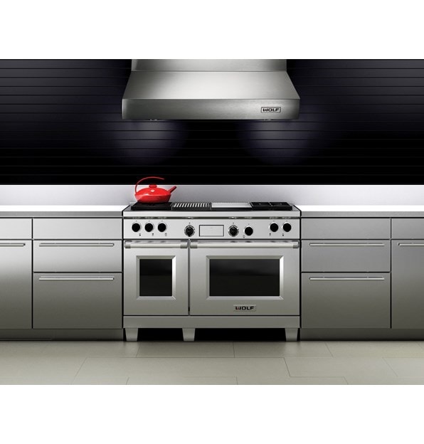 The Wolf 48" Dual Fuel Range 4 Burner Infrared Charbroiler Griddle