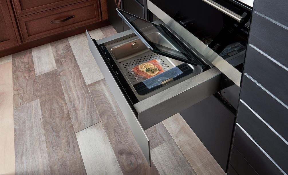 The Wolf 24&quot; Vacuum Seal Drawer (VS24) shown adding power and performance in a traditional kitchen design