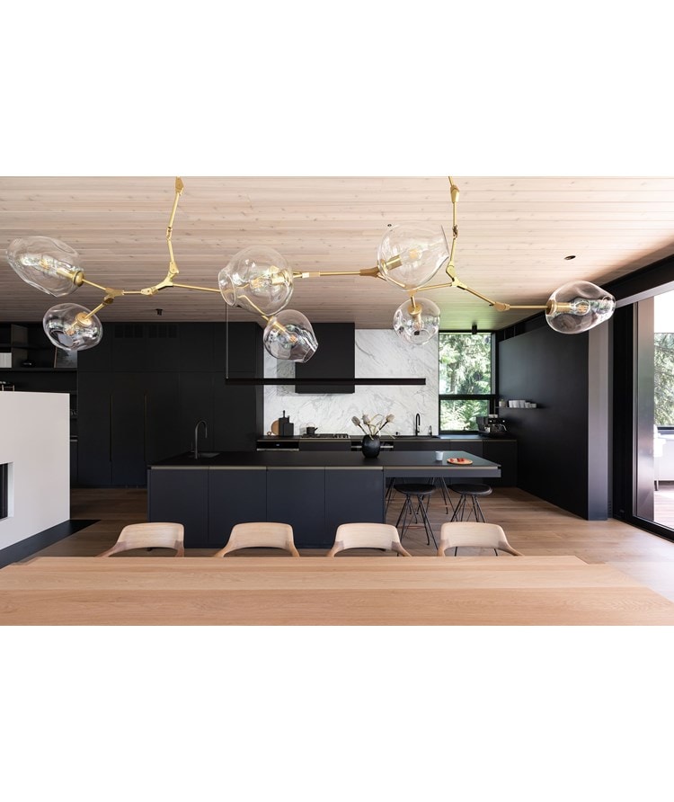 "Sub-Zero, Wolf and Cove KDC Finalist Cedar Grove Residence featuring IC-24FI 24"" All Freezer Column with Ice Maker, 	 IC-30R 30"" All Refrigerator Column, UC-24BG 24"" Undercounter Beverage Center, UW-24 24"" Undercounter, CG365T/S 36"" Transitional Cooktop - 5 Burners and CSO30CM/S 30” M Series Contemporary Retractable Handle"