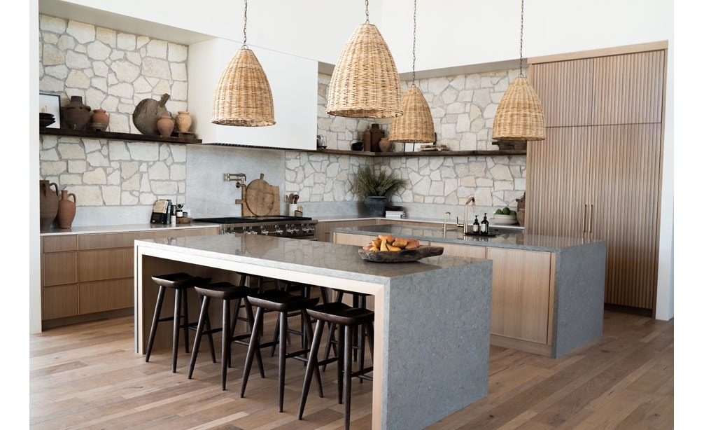 Sub-Zero, Wolf and Cove 2019-2021 KDC Finalist Tulum House featuring IC-30FI 30" All Freezer Column with Ice Maker, IC-30R 30" All Refrigerator Column, MD24TE/S 24" Transitional Drawer Oven and GR606DG 60" Range - 6 Burners and Infrared Dual Griddle