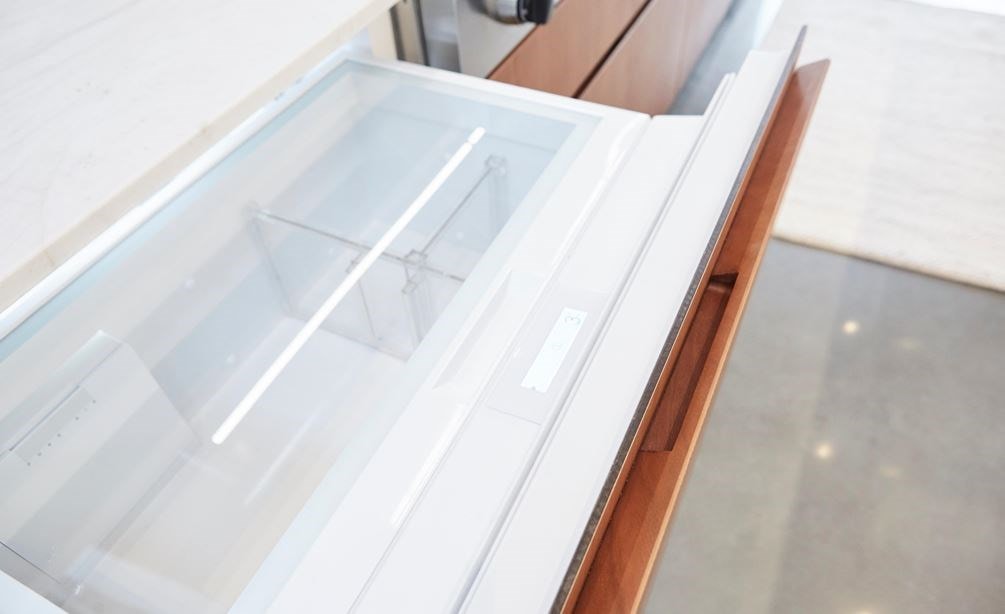 Inside view of Sub-Zero 30" Refrigerator Drawers in Belsize Lane by Emma Bice.