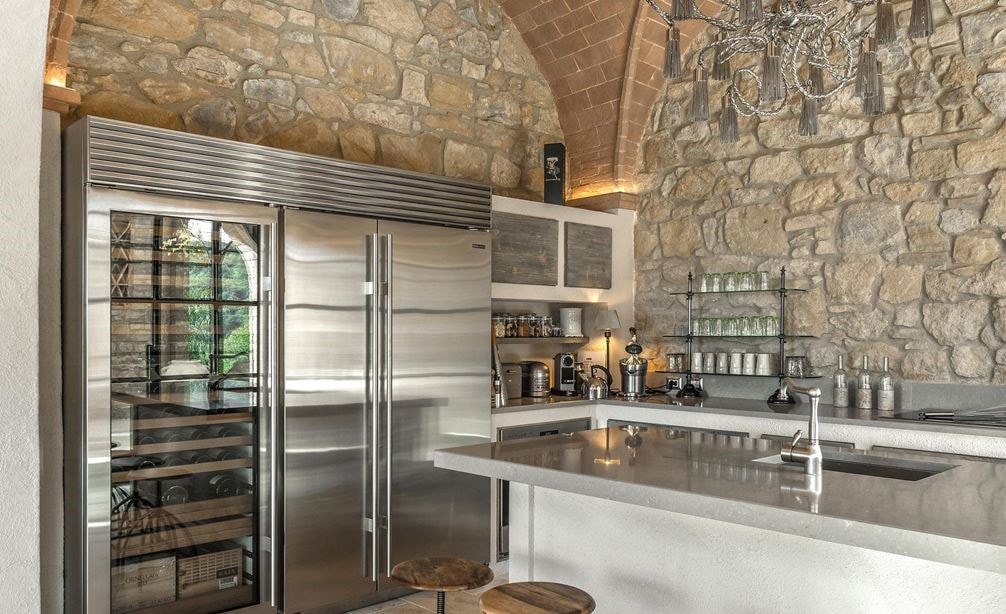 30&quot; Classic Wine Storage and 48&quot; Side-by-Side Sub-Zero refrigeration in Complex Sant'Anna by Alessandra Cipriani.
