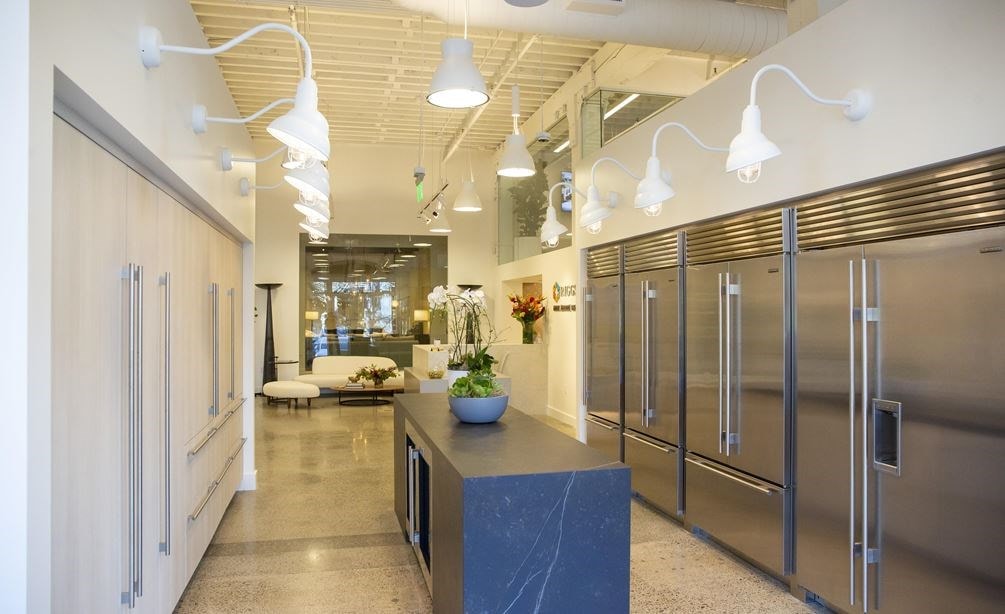 San Francisco, California Sub-Zero, Wolf, and Cove Showroom featuring stainless steel and panel-ready refrigerators.