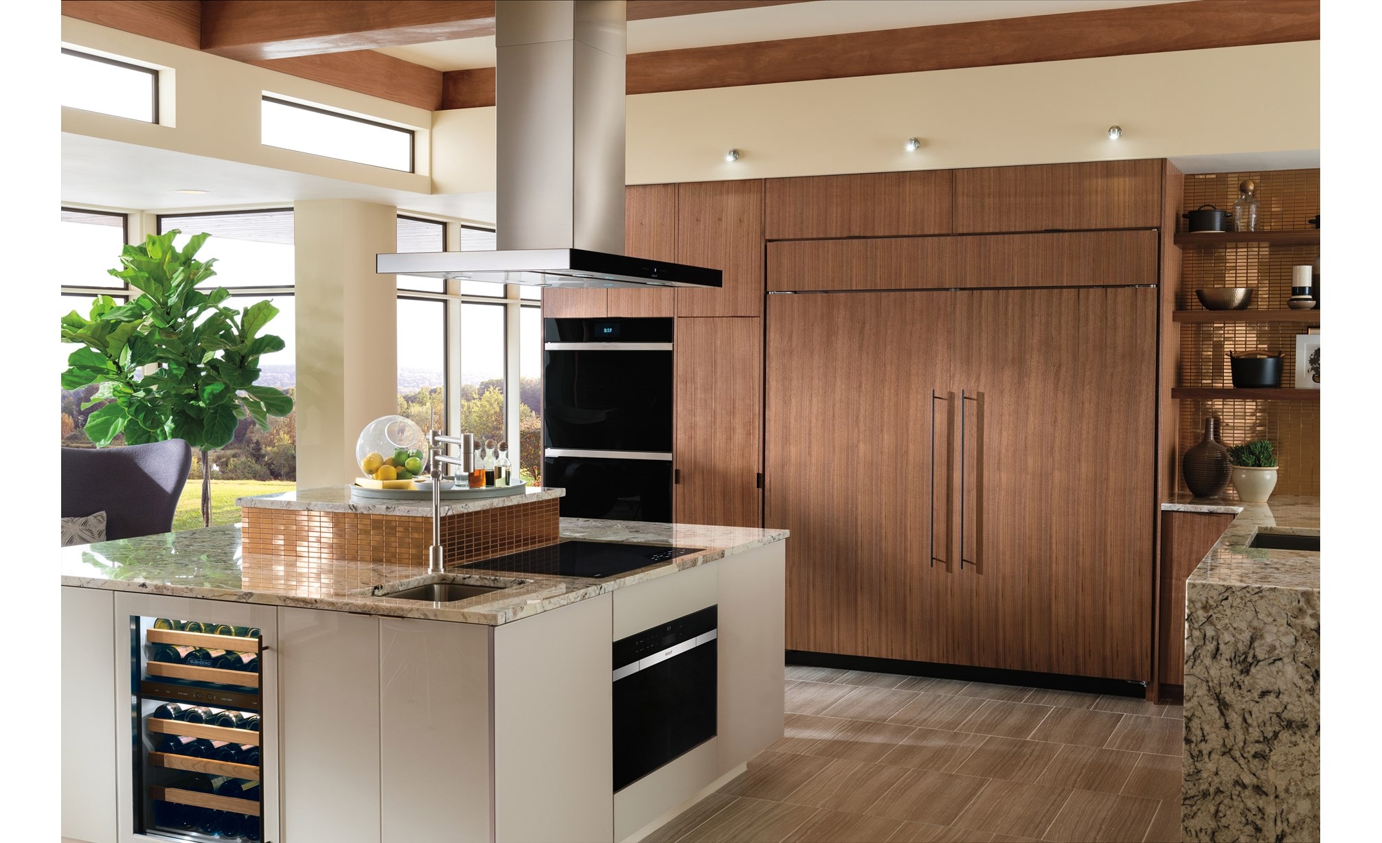 Sub-Zero 36" Classic Freezer - Panel Ready (BI-36F/O) - Formerly Built-In with Wolf 30" M Series Contemporary Convection Steam Oven (CSO30CM/B/TH) 