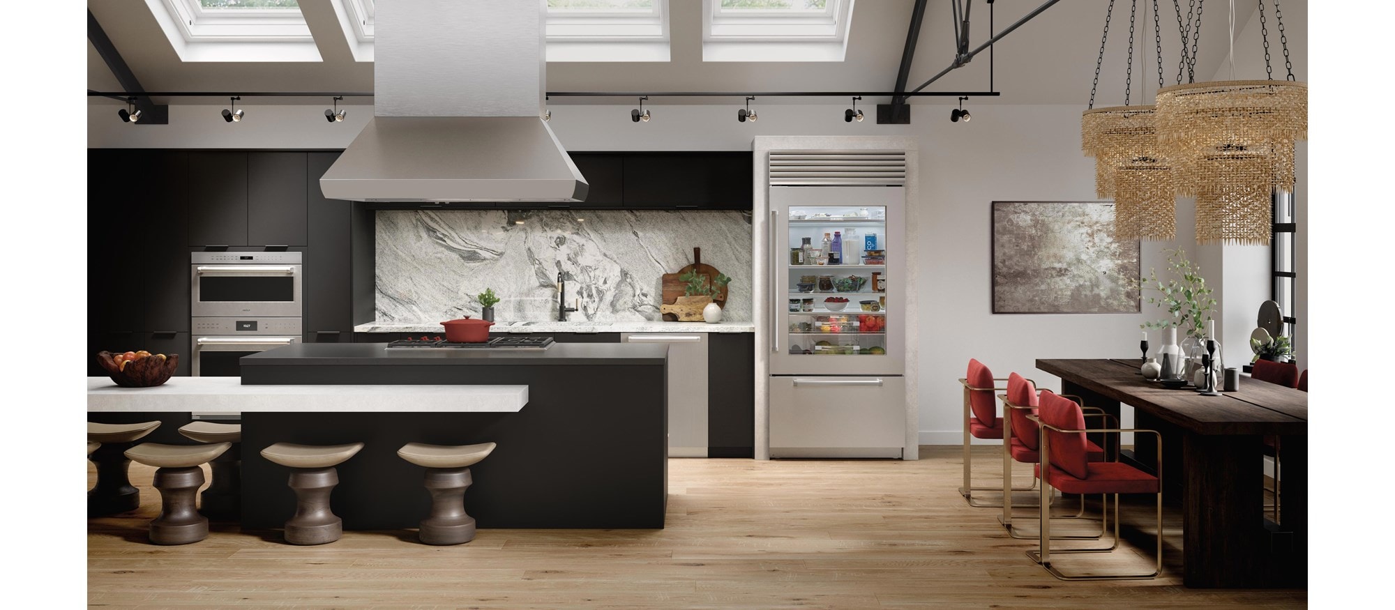 Sub-Zero 36" Classic Over Under Glass Door Refrigerator Freezer (BI-36UG/S) - Formerly Built-In