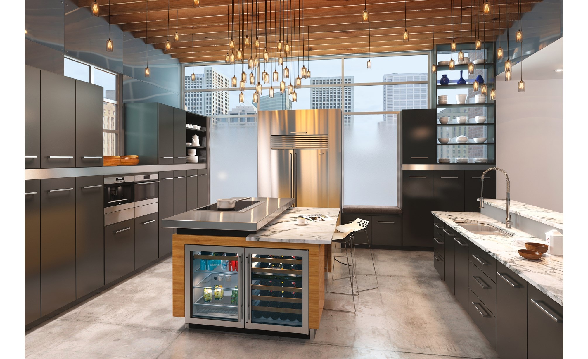 Sub-Zero 42" Classic Side by Side Refrigerator Freezer Internal Dispenser (BI-42SID/S) - Formerly Built-In