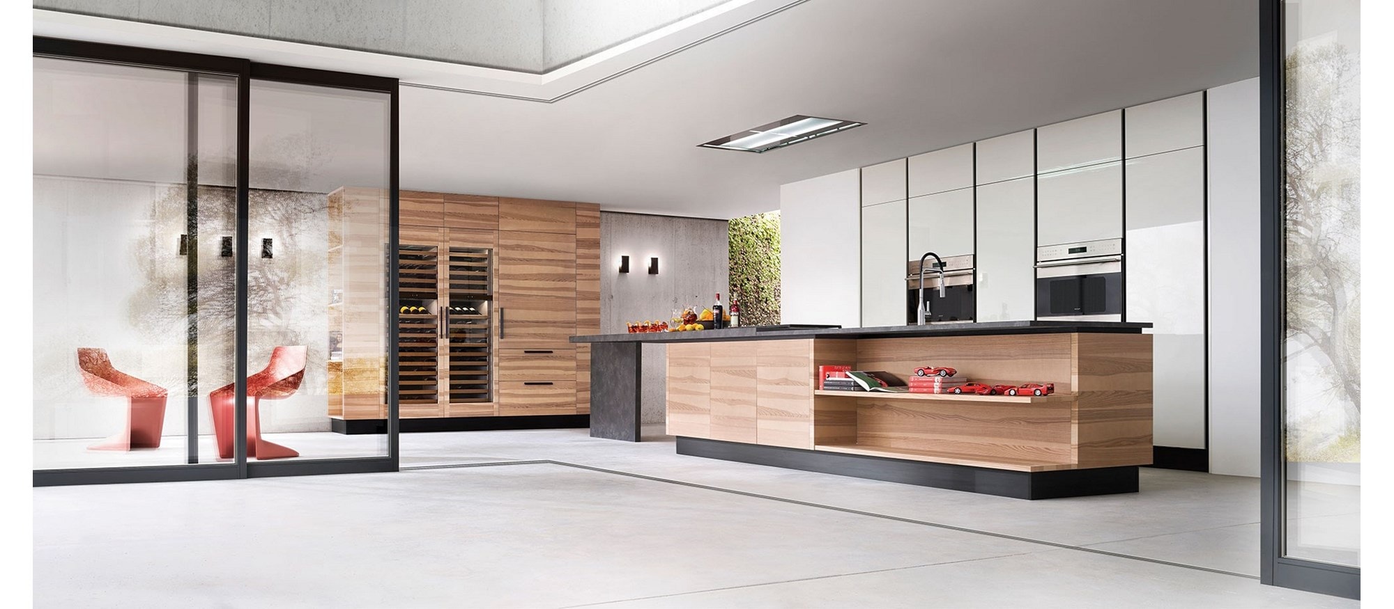 Sub-Zero 91CM Designer Tall Refrigerator/Freezer (ICBIT-36CIID) and Wolf 76CM E Series Transitional Single Oven (ICBSO30TE/S/TH)