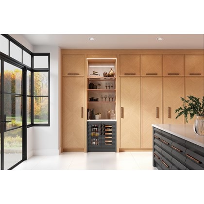 Sub-Zero 15" Designer Undercounter Beverage Center - Panel Ready (DEU1550BG) built-in bar shown in black custom cabinetry