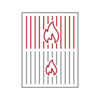 Three individually contained grill burners