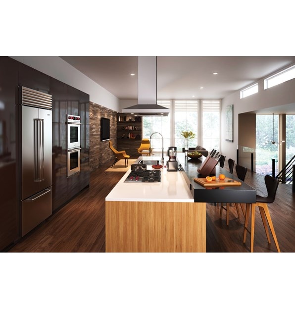 Wolf 30" M Series Professional Double Oven (DO30PM/S/PH) shown blending effortlessly thanks to a flush inset installation option